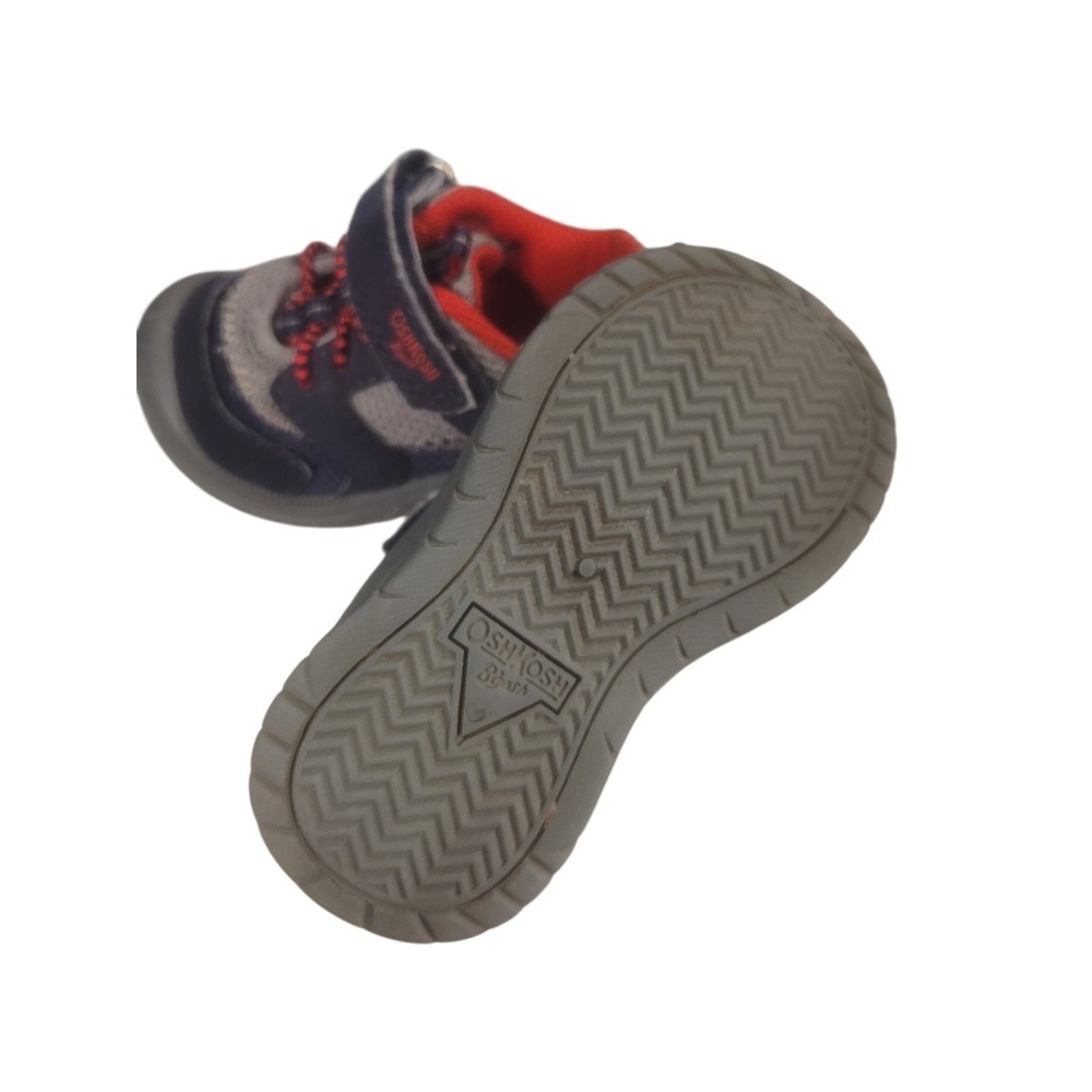 Oshkosh B'gosh Little Boy SZ 5 Lago Blue Sneakers Gray Mesh Round Toe - Picture 6 of 8